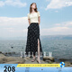 三彩2025夏季新款碎花半身裙荷葉邊開(kāi)叉魚(yú)尾裙浪漫長(zhǎng)裙M 黑米花卉 M 160/68A