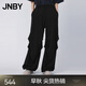 江南布衣（JNBY）春秋季女裝休閑褲棉質寬松舒適傘兵衛(wèi)褲闊腿褲通勤 001/本黑 M