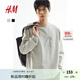 H&M男裝衛(wèi)衣2025秋季新款圓領(lǐng)寬松復(fù)古水洗套頭長袖上衣1271720 灰綠色 L 175/108