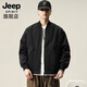 JEEP SPIRIT美式男士夾克衫2025秋季薄款工裝上衣男飛行夾克冬季加厚保暖外套 黑色 【春秋厚度】 XL 【135-150斤】