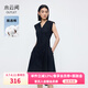 水云間黑色V領(lǐng)連衣裙女2025夏新款無袖收腰a字裙顯瘦簡(jiǎn)約純棉中長(zhǎng)款裙子 黑色 L