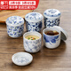 千代源小燉盅一人湯盅帶蓋茶碗蒸日本進口藍凜堂福字陶瓷蒸盅日式蒸蛋盅 藍凜堂福文字蛋盅