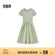 森馬連衣裙女修身收腰夏季假兩件圓領(lǐng)拼接針織長(zhǎng)裙101324114016