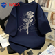 NBHD NASA重磅純棉美式沙畫(huà)玫瑰花印花短袖t恤男女夏季潮牌ins寬松半袖上衣 藏青色004 常規 （寬松版型） XL （建議140-160斤）