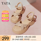 他她（TATA）涼鞋女鞋2025夏季新款休閑厚底法式氣質(zhì)時裝涼鞋女 杏色 36