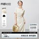 尚都比拉時尚優(yōu)雅直筒裙女夏季水滴鏤空腰部抽褶收腰彈力連衣裙