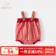 班喜迪嬰兒衣服夏季嬰幼兒連體衣寶寶外出服夏裝薄款包屁衣超萌吊帶哈衣 紅色 73cm