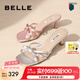 百麗（Belle）細(xì)高跟一字拖女蝴蝶結(jié)拖鞋B1895BT4 粉紅色 38 (240mm)