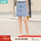 茵曼（INMAN）百搭時(shí)尚女裝短半身裙顯瘦中高腰排扣2025夏季新款顯瘦牛仔裙 淺牛仔 S