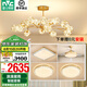 雷士（NVC）北歐現(xiàn)代輕奢智能網(wǎng)紅led螢光客廳吊燈餐廳吊燈中山燈具燈飾套餐 螢光 15頭吊桿+風扇【三室兩廳】