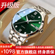 I&W CARNIVAL HWGUOJI瑞士品牌IW手表男機械表夜光防水男士手表簡(jiǎn)約雙日歷男表 升級版|銀綠鋼帶|終身保