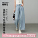 婭麗達(dá)2025夏季新款時(shí)尚高腰寬松顯瘦九分闊腿牛仔褲女薄款直筒褲 藍(lán)色 薄款 B0 31