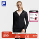 FILA 斐樂官方女裝針織連帽外套2025夏新款健身運(yùn)動(dòng)基礎(chǔ)上衣 深黑-BK M 165/84A/M