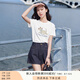 香影白色正肩短袖t恤女2025夏季新款卡通刺繡小個(gè)子休閑小狗上衣 白色 L 165/88A/110-125斤