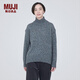 無(wú)印良品（MUJI） 女式 羊毛混紡 半高領(lǐng)毛衣 長(zhǎng)袖針織衫 女款冬季 BA1NZA3A 炭灰色 L (165/88A)