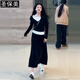 圣保美假兩件衛衣連衣裙女裝春秋季2025新款小個(gè)子韓系穿搭長(cháng)裙子套裝 黑色套裝 M 碼
