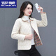 羅蒙（ROMON）2023秋冬裝新款輕薄絲柔棉棉服女裝翻領(lǐng)短款棉襖中年方格薄款外套 杏色 3XL 建議：130-145斤