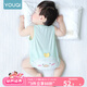 優(yōu)奇嬰兒衣服夏季寶寶夏裝新生兒包屁衣冰絲網(wǎng)紗無袖背心三角哈衣薄款 小鴨子【水綠】 73cm