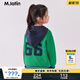 M.Latin/馬拉丁童裝兒童外套冬新款女大童撞色間條學(xué)院風(fēng)連帽毛衣外套 翠綠 140 cm