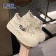 逸蘭朵小白鞋原創(chuàng)小眾鞋子女2025春夏季新款厚底百搭學(xué)生帆布鞋休閑板鞋 米白色 38 (240mm)