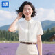 匆蒙2025白色襯衫女夏季雪紡女士襯衫職業(yè)裝日常透氣polo領(lǐng)襯衫女修身