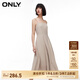 ONLY春季通勤休閑高腰吊帶中長裙傘裙連衣裙女|124107057 C45 銀襯灰色 L 170/88A