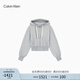 Calvin KleinJeans25秋季新款女士ck寬松抓絨提花織帶連帽開(kāi)衫衛(wèi)衣47D284G P77-椰青灰 S