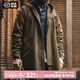 馬登工裝 美式復(fù)古磨毛連帽風(fēng)衣男春M51改良做舊全棉防風(fēng)字母印花外套 咖啡色 （寬松偏大） M