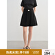 獨(dú)束大碼女裝高腰壓褶休閑A字短裙2025夏微胖MM設(shè)計(jì)感短款半身裙 赫本黑 XL （尺碼：3）