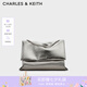 CHARLES&KEITH大容量純色鏈條郵差包單肩腋下包包女包婚包七夕禮物CK2-20271514 Pewter錫灰色 大包
