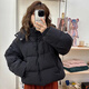 矜持范棉服女款2025年最新款棉襖女冬季短款百搭棉衣連帽外套厚 黑色 M (105-118斤內)