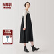 無印良品（MUJI）女式 易干 平紋 吊帶連衣裙 女裝裙子春季 長裙 美拉德 黑色 S (155/80A)