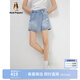 Hush Puppies暇步士女裝夏季做舊開叉牛仔短裙 586丹寧藍(lán) 28