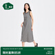 松山棉店二合一薄荷條紋女士帶杯背心裙無(wú)袖長(zhǎng)款顯瘦睡裙休閑寬松黑灰條M