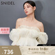 SNIDEL2025春夏新品甜美一字肩泡泡袖荷葉邊襯衫上衣SWFB251168 象牙白 均碼 (F)