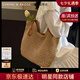 CinvaiKrose度假草編托特包2025年新款大容量沙灘編織女包生日七夕情人節(jié)禮物 卡其色【送女友老婆禮物走心實用】
