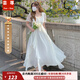 蕓蕁裙子女夏季2025新款大碼胖超仙法式荷花邊連衣裙女夏季新款收腰顯 短袖仙女裙 XL (120-140斤)