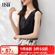 歐莎（OSA）雪紡吊帶背心女內(nèi)搭夏季2025年新款v領(lǐng)外穿遮肚顯瘦上衣薄 黑色 M