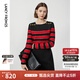 朗姿【事事長(cháng)安】羊毛復古收腰顯瘦針織裙女春季新款連衣裙 中國紅色 XL