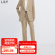 LILY春新款女裝都市通勤商務(wù)垂墜感顯瘦九分褲小腳西式休閑褲 707淺咖啡 L