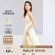 尚都比拉優(yōu)雅連衣裙女夏天時(shí)尚通勤風(fēng)收腰小個(gè)子中長(zhǎng)款A(yù)字背帶裙 杏色 S