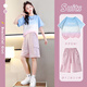 優(yōu)優(yōu)1點（Yoyo one）女童夏季套裝2025新款洋氣兒童休閑短褲薄款女大童多巴胺短袖夏裝 18897藍粉短袖18419粉色 130 130cm