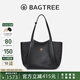BAGTREE明星同款包包樹晚楓包植鞣皮手提大容量通勤單肩托特女包七夕禮物 黑色-大號 可裝15.6寸電腦 高級小眾