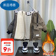 暖冬鴨鴨男童棉衣2025痞帥洋氣寶寶冬裝羽絨棉服兒童加絨厚派克服外套 軍綠色 90