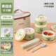 沃德百惠（WORTHBUY）陶瓷內(nèi)膽保溫飯盒上班族可微波爐加熱便當(dāng)盒便攜帶飯神器小湯碗 卡卡鱷小號*2+大號*2+餐具+袋 陶瓷材質(zhì)
