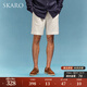 SKARO【250G棉麻】新款雙褶休閑短褲男舒適透氣抽繩五分褲2025夏 白色SKB293 L