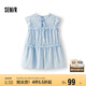 森馬（Semir）短袖襯衫女木耳邊蝴蝶結(jié)浪漫溫柔2025夏飛袖肌理襯衣109325104003