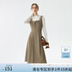 范思藍恩斑點(diǎn)毛呢通勤背帶連衣裙女2024冬季百搭裙子14534 咖色 M