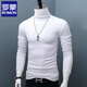 羅蒙（ROMON）純色棉高領(lǐng)長(cháng)袖t恤男士打底衫純色修身大碼堆領(lǐng)春秋青年保暖秋衣 白色 M 100斤左右穿