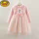 G.DUCKKIDS女童卡通加絨連衣裙兒童洋氣秋冬季新款兒童冰雪奇緣愛(ài)沙公主裙 粉-cp愛(ài)紗 加絨 120 cm建議身高110-120cm